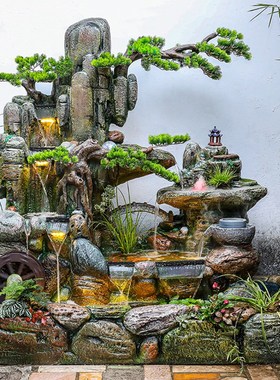 流水摆件水生财循环水摆件装饰客厅玄关景观招Q财送礼鱼缸造景摆