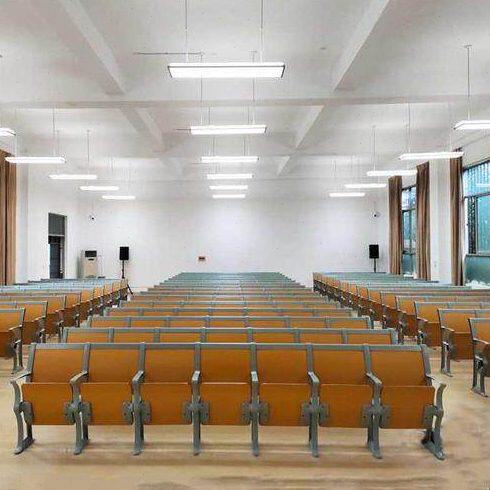 阶梯教室连排椅学校多媒体教室带写字板铝合金实木课桌椅报告厅椅