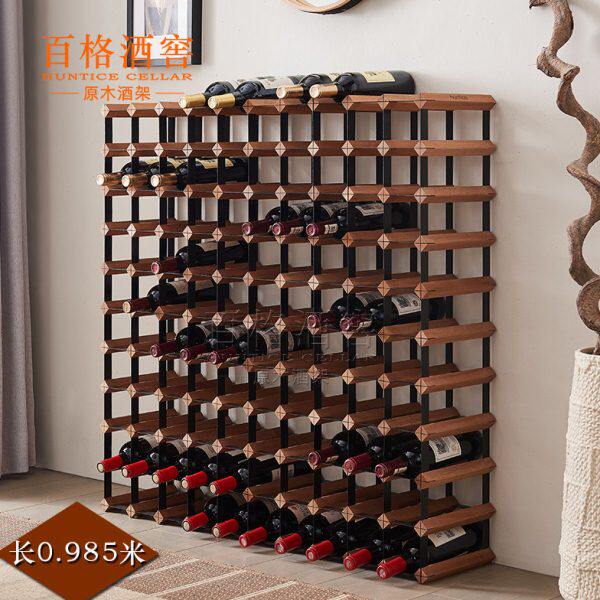 百格酒窖酒庄实木酒架展示架大型红酒柜酒架酒吧隔断装饰红酒墙