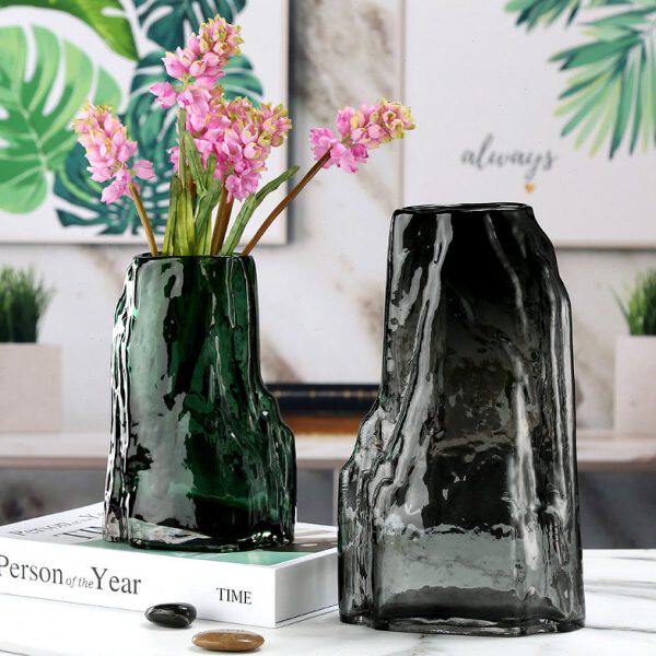 玄关桌博古架装饰品新中式大中小号餐桌摆设双色玻璃花瓶