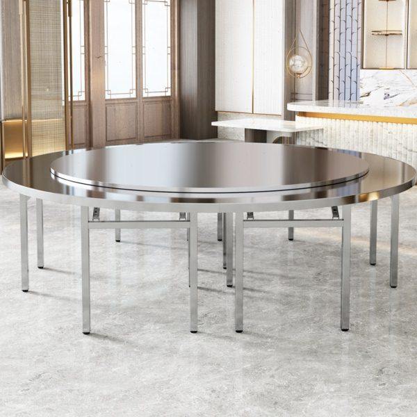 特厚不锈钢超大圆桌一体可折叠桌脚桌面对半折叠酒店大包间大圆台,住宅家具,不锈钢/PVC餐桌,淘宝优惠券,粉丝福利购,淘宝优惠卷