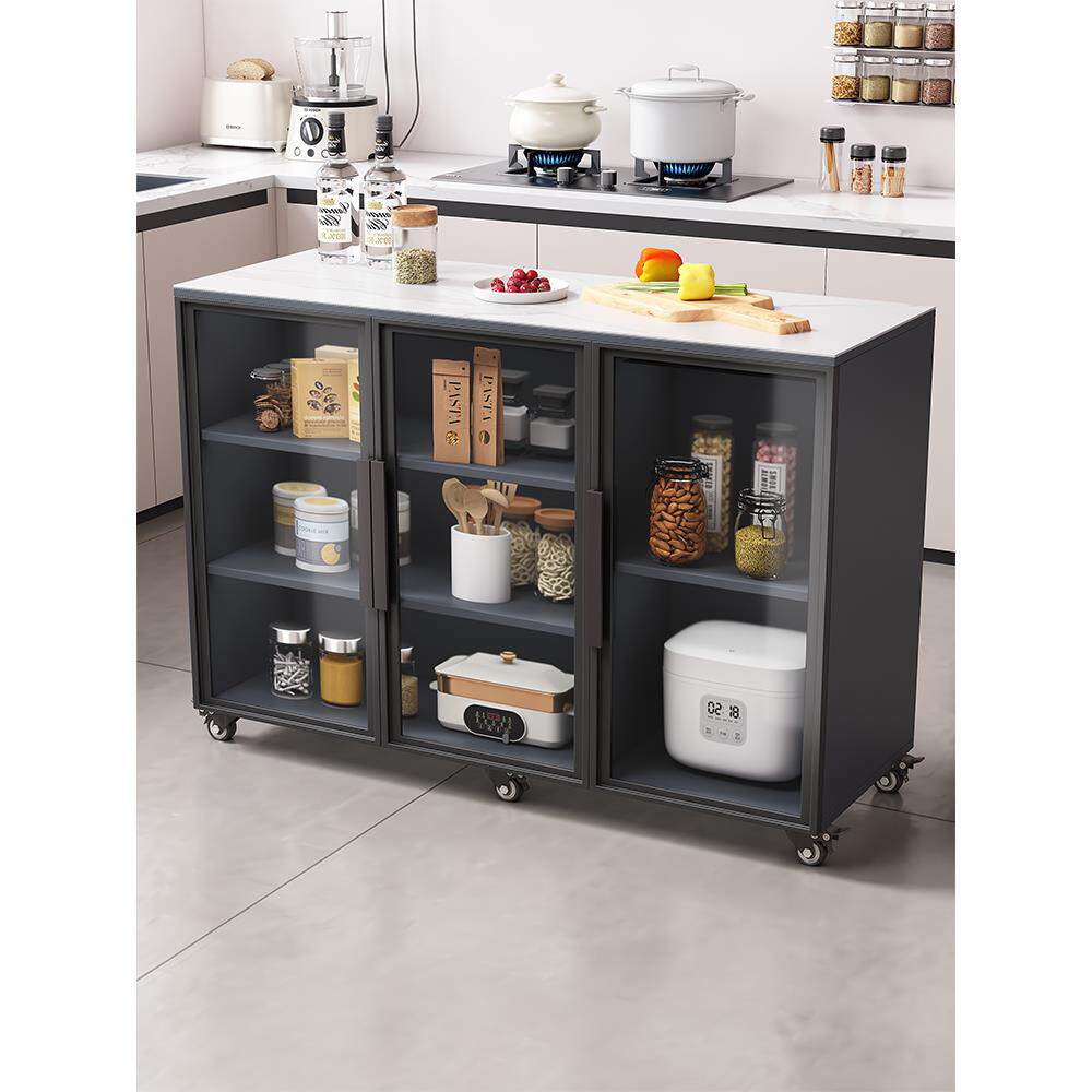 岩板厨房置物柜家用多功能切菜桌操作台移动铝合金多层储物餐边柜