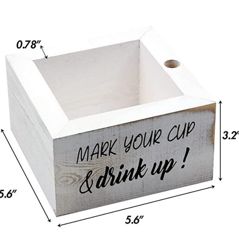 木质纸杯子储物架桌面吧台纸杯收纳盒杯托带笔筒多用途整理木盒