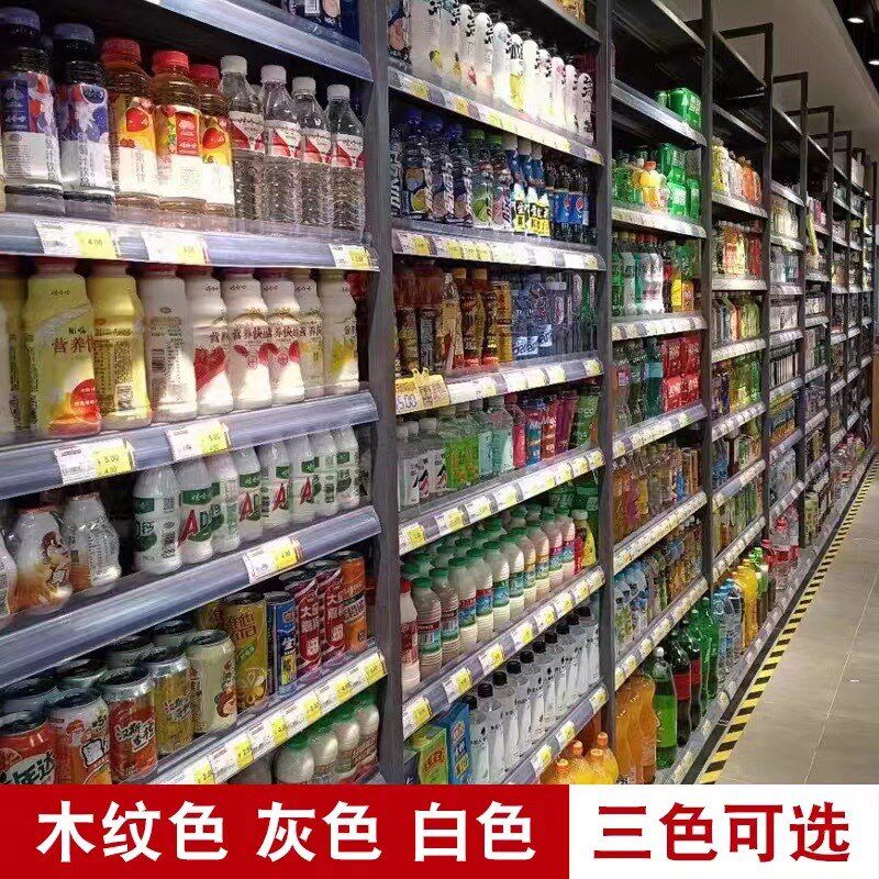 超市货架展示架四柱木纹置物架便利店商超小卖部文具店母婴店货架
