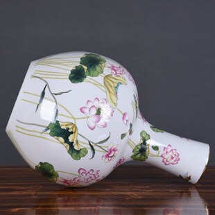 装饰品陶瓷摆件大号描金天球瓶落地花瓶装饰柜台室内软装花瓶花插