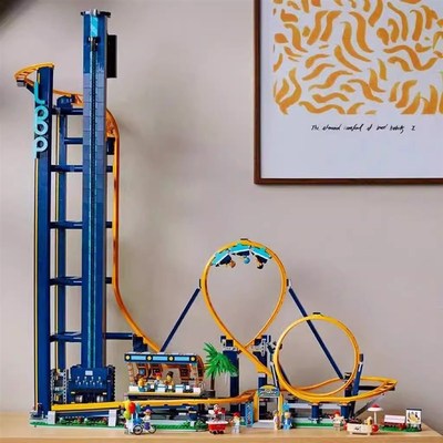 垂直翻滚过山车中国积木游乐园模型成年人高难度拼装玩具男孩女