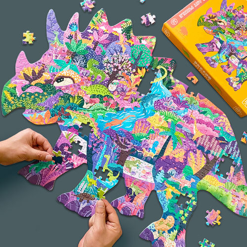 儿童三角龙恐龙拼图100/200/300片6岁以上男孩8-10平图益智7玩具