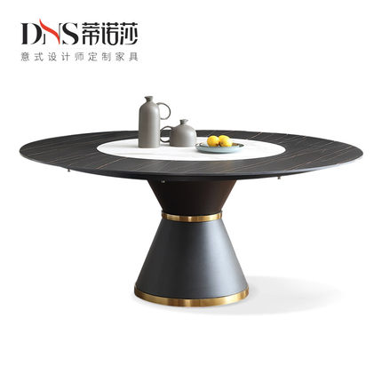 岩板圆餐桌1.8米大户型别墅大平层餐厅家用酒店定制家具岩板餐桌