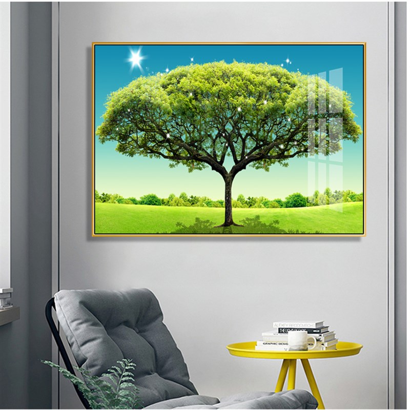 现代简约森林大树装饰画客厅卧室墙壁画绿色风景树木树林餐厅挂画图片