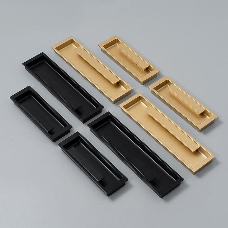 柜门拉手隐形嵌入式暗拉手衣柜隐藏内嵌橱柜凹槽黑色抽屉加长把手