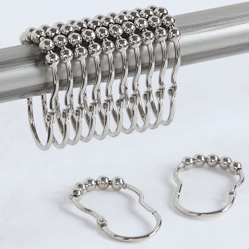 浴帘挂钩环欧式清新滑顺花生卡圈型五滚珠活扣三色可选浴帘环挂环