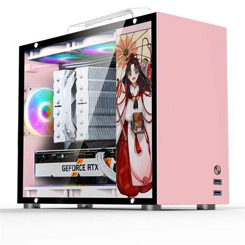 mini迷你itx电脑机箱提手台式机matx主板全侧透明diy外壳白色atx