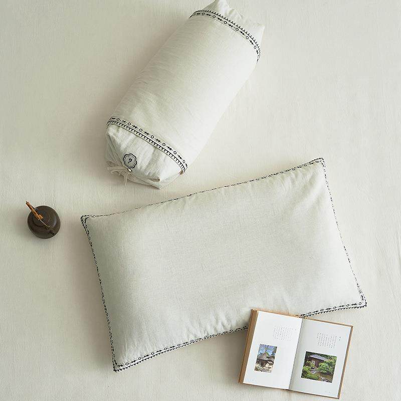 日式质朴棉苦荞枕ZH亚0%麻+90%棉双枕麻头四季款荞麦枕单人护颈枕