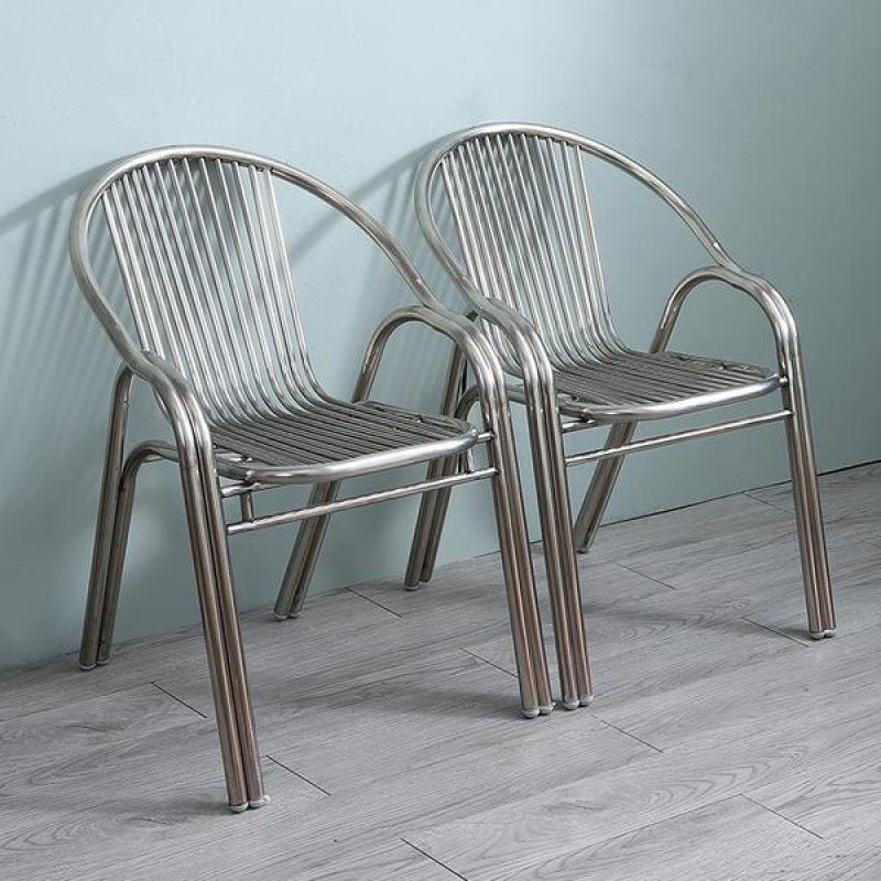 简约现不外锈闲钢椅子加代厚靠背椅户阳台yky家用餐椅单人扶手休