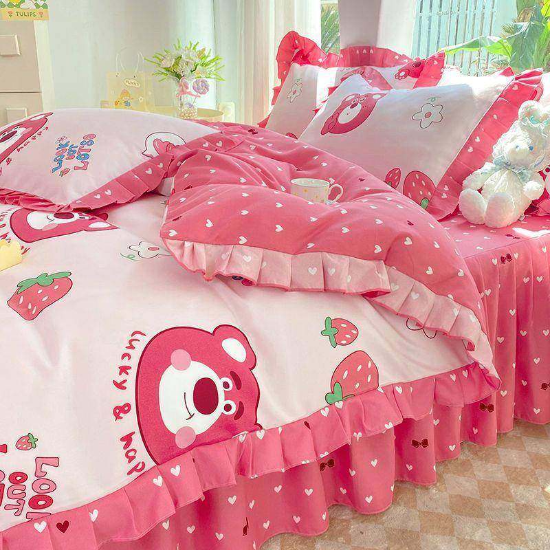 版公主风VQB卡通四季款床床裙四件套毛床单被套学生宿磨舍韩品三