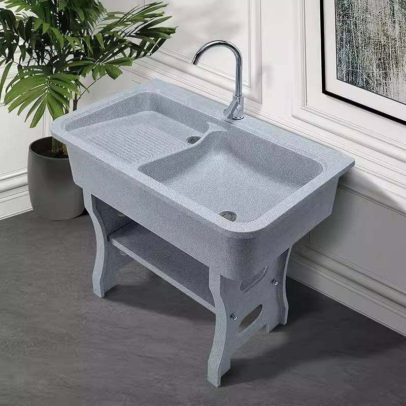 石英石洗衣池带搓衣板水槽阳台户外洗衣台大理石一体成型台盆加深