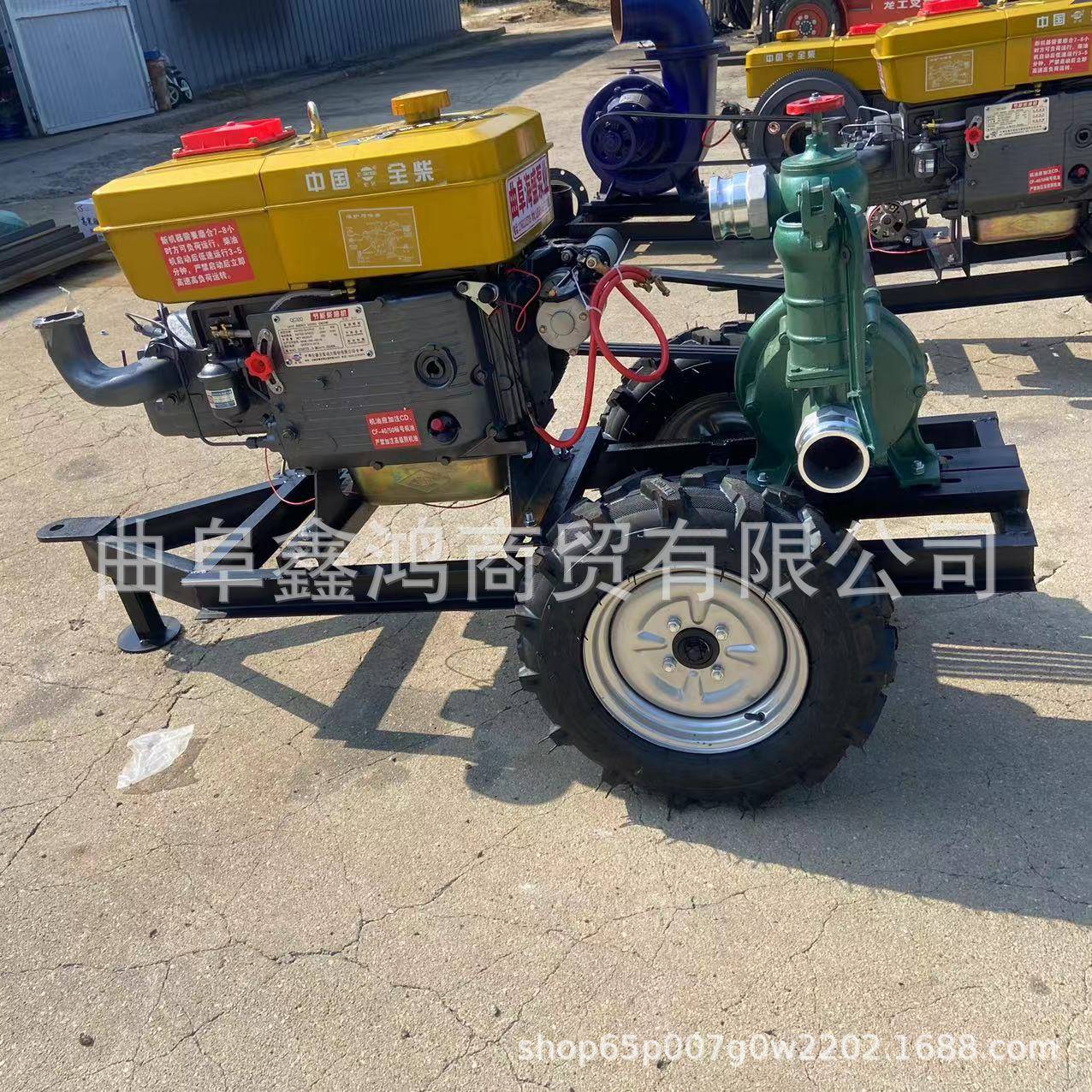 拖车款抽水泵 电启动水冷柴油高压泵 80mm口径农业喷灌泵