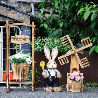 庭院花园装饰木花器摆件阳户台落地制花ltao7961外架幼儿园造景道