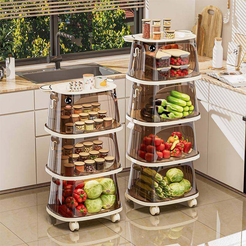 家用多功房能客大收纳小推车多层置物PVZ架子容量厨卧室厅整理收