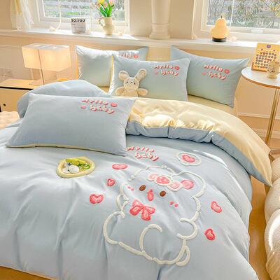 2205通水洗棉床卡上四件套三件套可爱20585单人床被品套床单学生