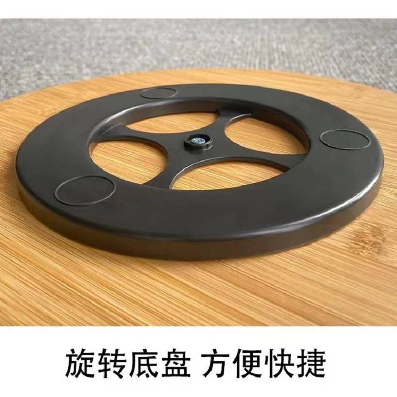 创意竹质桌面收纳架圆形可旋转厨房调料架托盘转盘红酒展示置物架