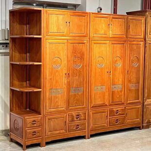 加高大衣柜金花梨木自由组合中式原木多门衣橱全实木顶箱柜转角