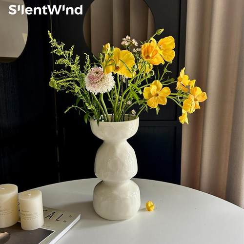 SilentWind法式奶油风陶瓷花瓶高级感轻奢餐桌插花客厅桌面摆件