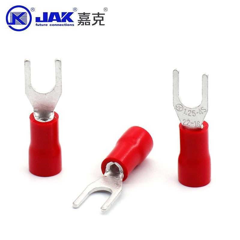 SV1.25e-4S绝缘护套冷压叉形接线端子 U型铜鼻子接线端头 开口端M