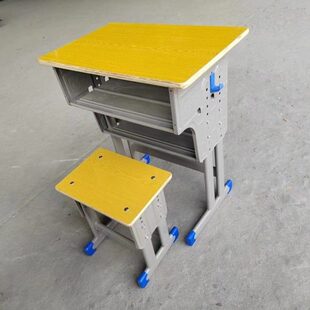 双斗抽屉学生课桌凳单人双层可升降培训班学校高中生课桌双柱加厚