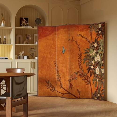 法国中世纪花鸟屏风隔断酒店装饰可折叠移动入口入口民宿背景墙阻