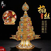 藏村曼扎盘尼泊尔手工掐丝全铜小号八吉祥十字金刚杵曼茶罗曼达盘