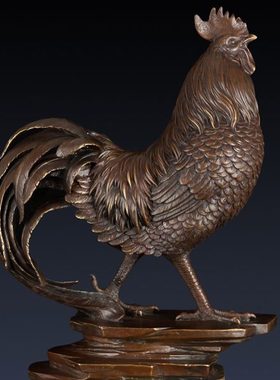 纯黄铜公鸡摆件铜制公鸡家居装饰品客厅铜鸡生肖鸡工艺品礼品摆件