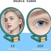 30倍放大化妆镜学生宿舍专用化妆双面镜折叠扔带方便放大镜去黑头