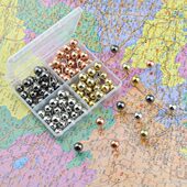 4色100只装 金属色彩色图钉大号圆头短钉工字钉地图标记固定钉子