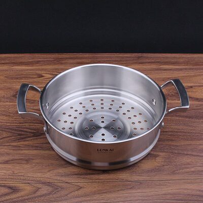 24cm双柄蒸笼18/10不锈钢家用蒸格蒸架可多层叠加蒸屉蒸菜盘加厚