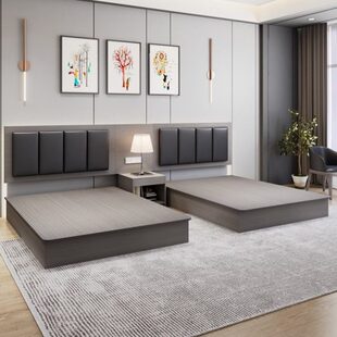 酒店家具标间全套宾馆专用客房床公寓大床民宿双床全季酒店床定制