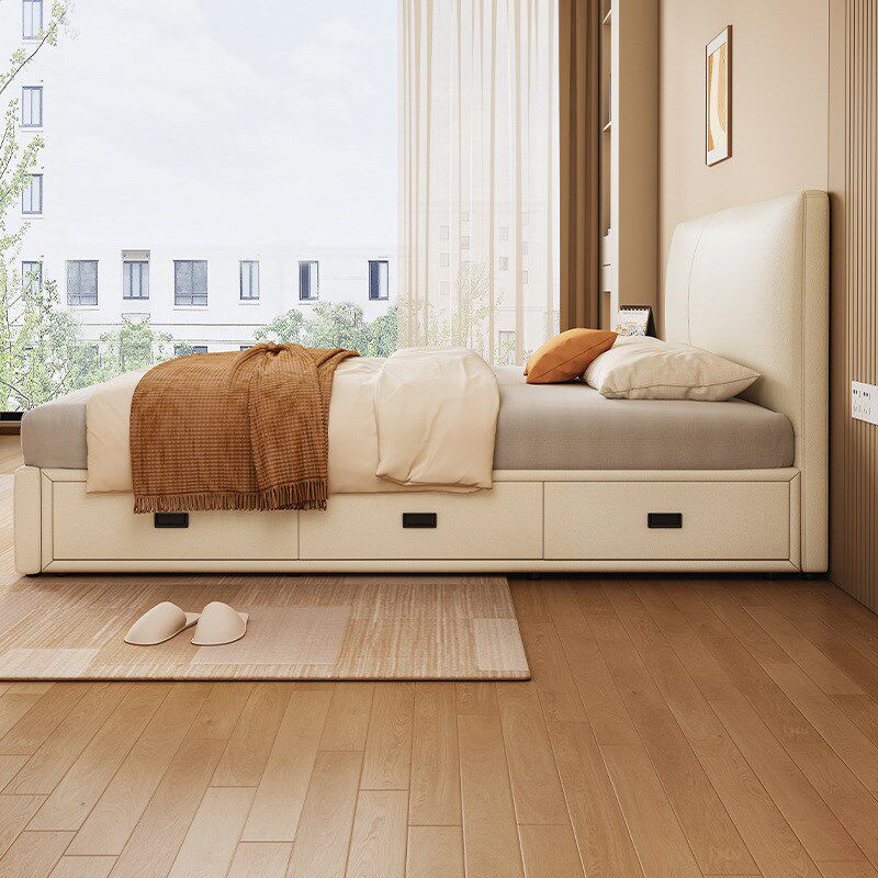 高端大气箱体床现代简约软包带抽屉储物床小户型轻奢双人床