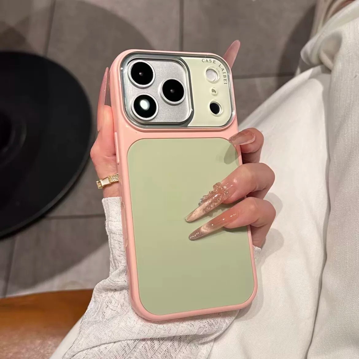 粉绿撞色适用苹果手机壳新款iPhone17promax肤感全包防摔16ProMax半框大视窗15Pro简约情侣款14p高级感保护壳