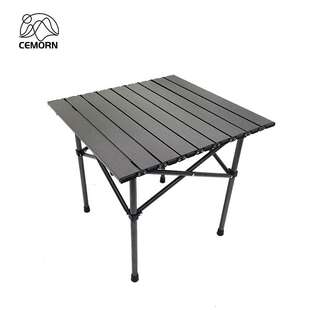辰暮CEMORN 户外折叠方桌 铝合金蛋卷桌便携收纳烧烤野餐黑灰色