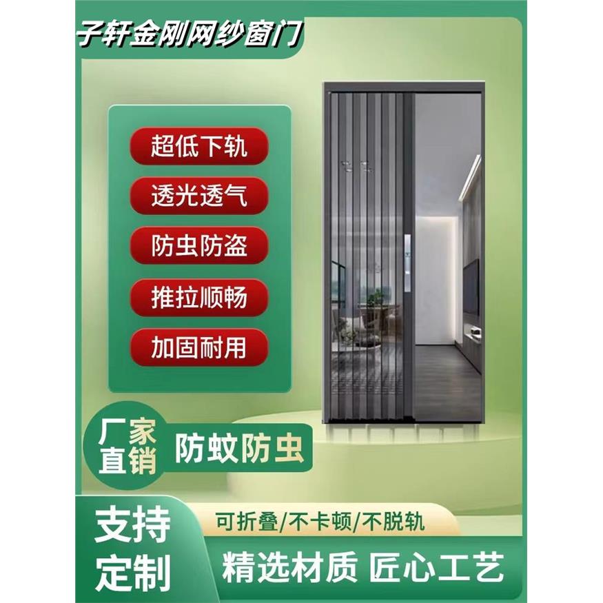 新款金刚网折叠纱门带锁