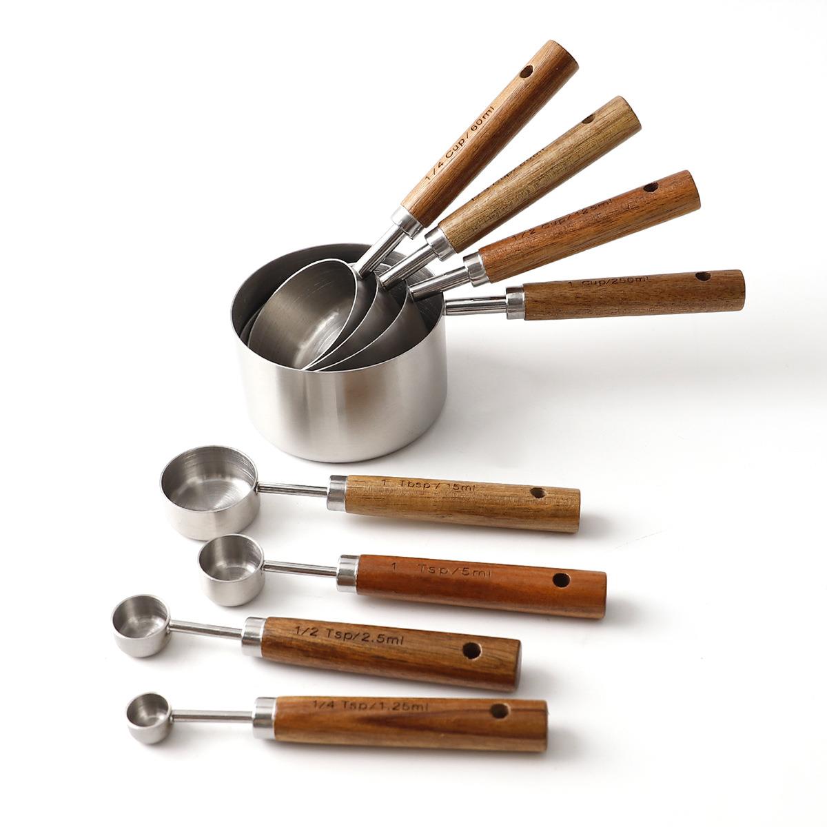 现货烘相思木套CK-MS302手量杯量勺8件装柄咖啡量勺量杯焙工具