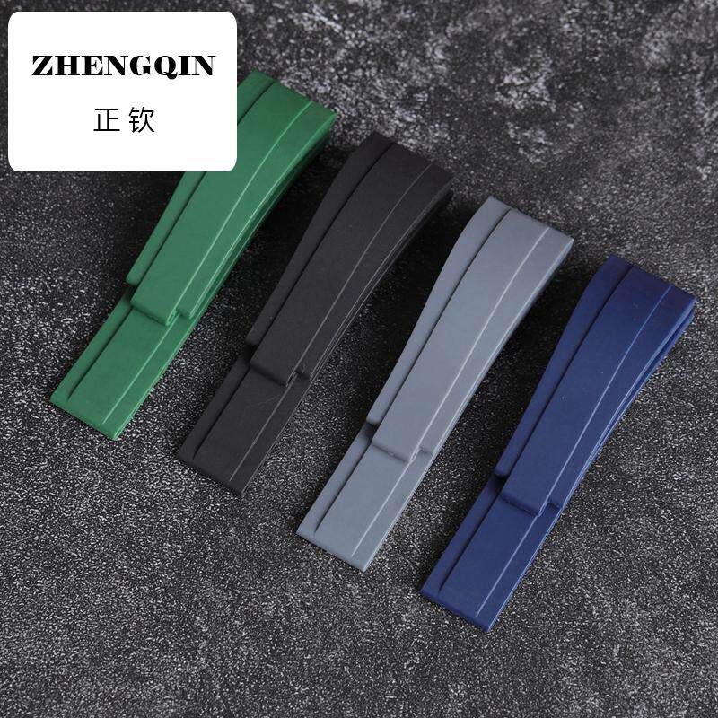 适用防水硅胶橡胶手表带代用迪通拿游艇黑绿水鬼王复古劳20mm男表