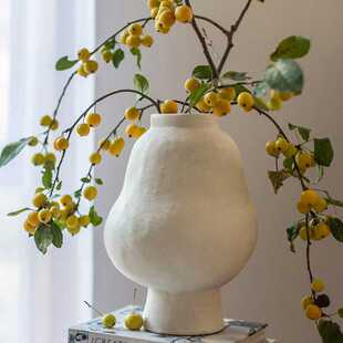 源头手工中温陶瓷花器花磨砂质感花盆素白古朴典雅桌面客厅