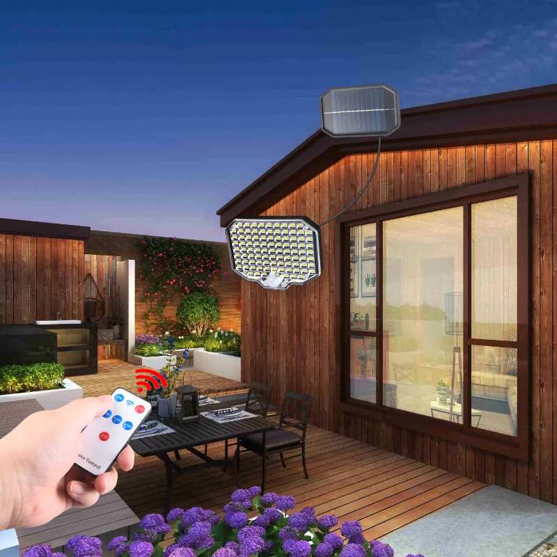 新款184LED太阳能分体壁灯户外人体感应灯家用庭院灯车库灯路灯