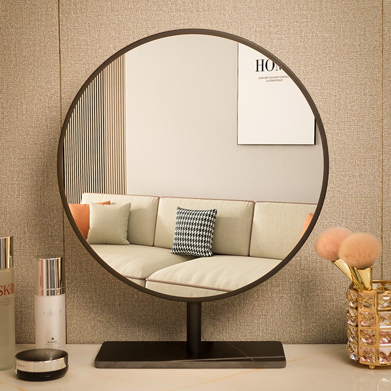 现代简约化妆镜台式桌面卧室美妆C镜 可旋转补光网红轻奢梳妆镜