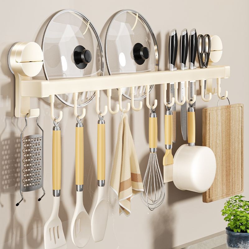 厨房置物架挂钩吸盘免打孔挂杆锅铲勺子挂架刀架多Z功能置物架