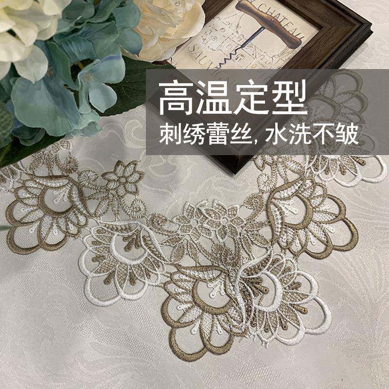 xyt欧式茶桌几布蕾丝盖布现约长方形F76S5H55简美式布艺轻奢客代