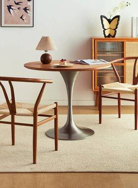 复风家古用餐桌椅办公室茶椅艺厚加靠ALK背椅绳编椅扶铁手太师椅