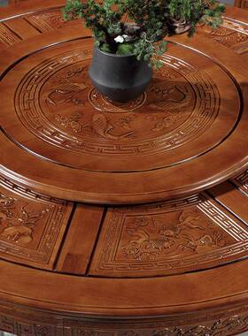 合家家木用中式10酒餐桌椅店饭桌桌TDC椅转盘实餐桌圆桌花饭大圆