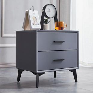 儿童床柜男家孩床头柜卧室用超岩板明珠掌头上高款新款简02窄约灰